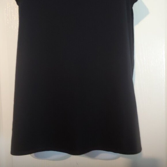 Exclusively Misook Womens Med Black Blue Tone Stripes Stretch Acrylic Shell Tank - Picture 4 of 9